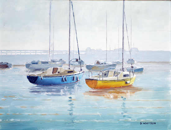 Blue and Yellow Yachts - Art Prints and Painting For Sale
